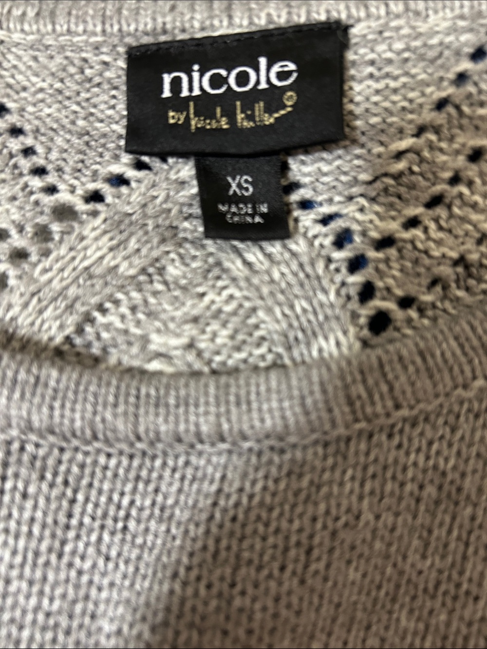 Nicole Gray Open-Knit Accent Long-Sleeve Sweater - Picture 4 of 4